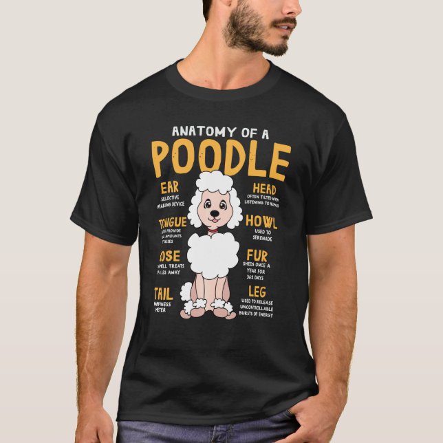 Camiseta Poodle Anatomy Engraçado Cachorro Mãe Pai (Frente)
