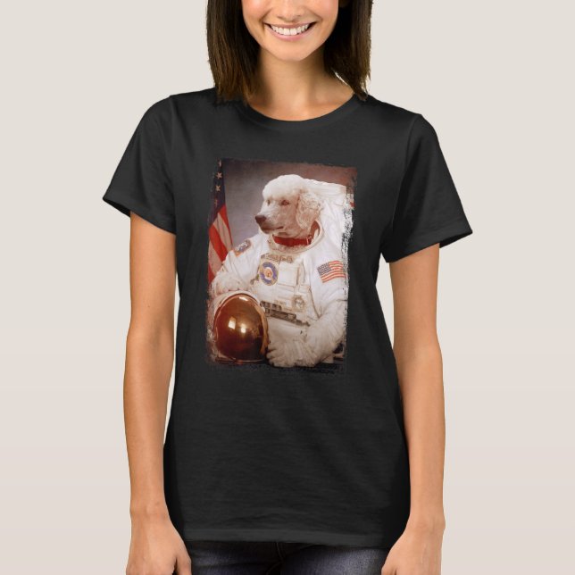 Camiseta Poodle Astronauta Missão Espacial da Lua Astrona A (Frente)