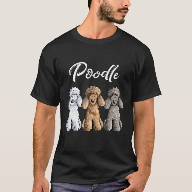 Camiseta Poodle Bonito Eu Caniche Cachorros Dançando Garota (Frente)
