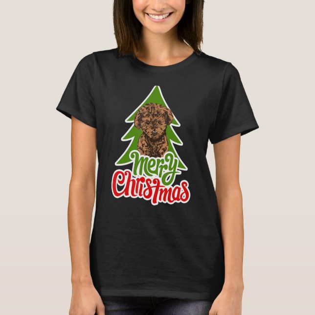 Camiseta Poodle, cachorro de Natal giro (Frente)