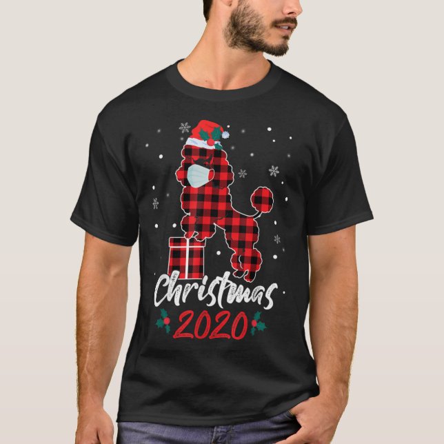 Camiseta Poodle Christmas 2020 Red Xadrez Poodle (Frente)