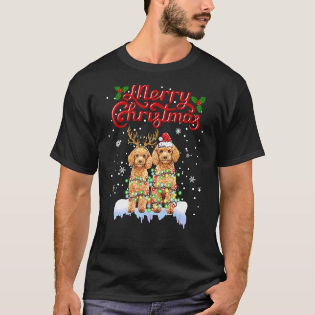 Camiseta Poodle Christmas Lights Correspondente à Família X (Frente)