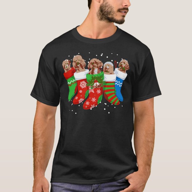 Camiseta Poodle Christmas Sweater Poodle Dog Meias Xma (Frente)