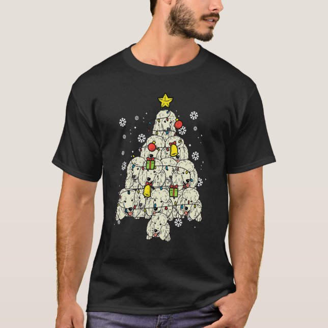 Camiseta Poodle Christmas Tree Cute Xmas Dog  Men Women Kid (Frente)