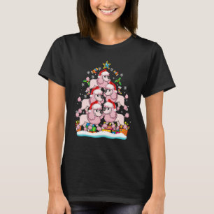 Camiseta Poodle Christmas Tree Ornament Santa Hat Dog Xmas
