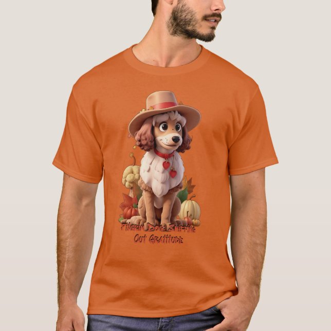 Camiseta Poodle de Cachorro de Ação de Graças (Frente)