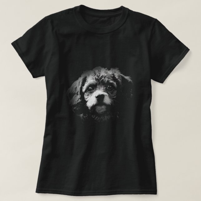 Camiseta Poodle De Cães De Raça Mista Cuta (Frente do Design)