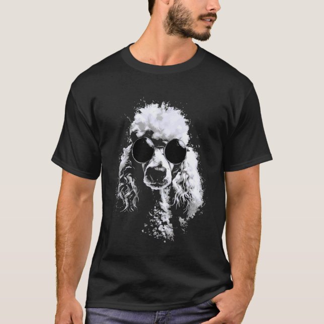 Camiseta Poodle de Hipster Estilo Grunge com Óculos de Sol (Frente)