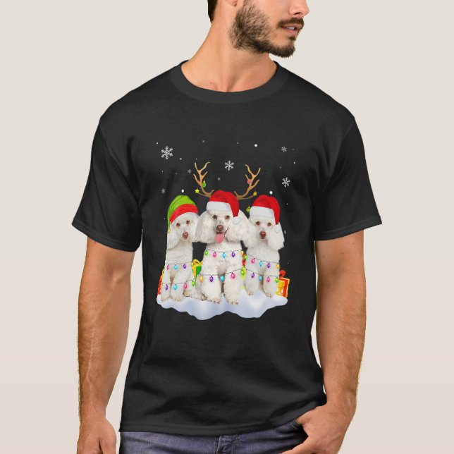 Camiseta Poodle de Natal Pajama Poodle Cachorro de Natal Po (Frente)