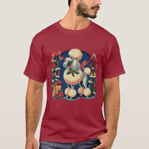 Camiseta Poodle de Natal Retro Vintage dos anos 50 Cachorro