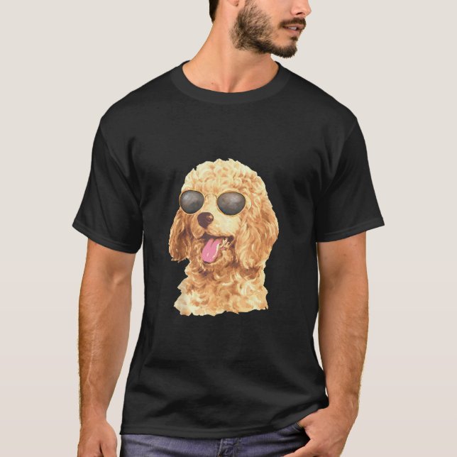 Camiseta Poodle de Óculos de Sol (Frente)