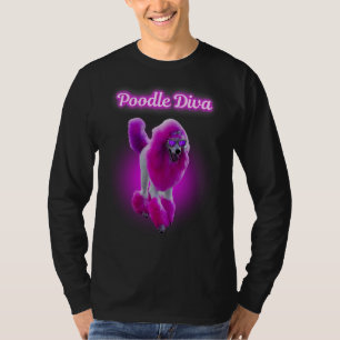 Camiseta Poodle Diva Cabelo Rosa Óculos de sol