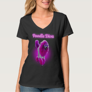 Camiseta Poodle Diva Cabelo Rosa Óculos de sol