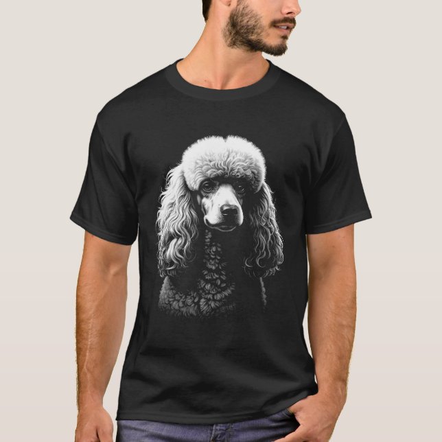 Camiseta Poodle Dog Head Dark Art Black T-Shirt (Frente)