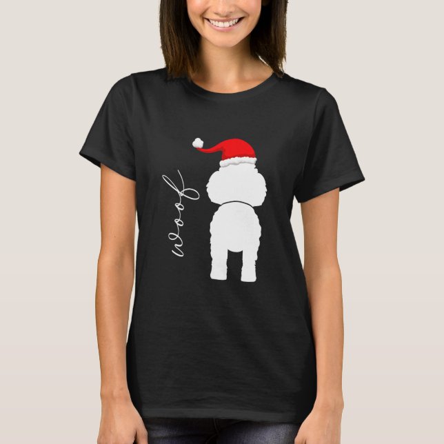 Camiseta Poodle Dog In Santa Claus Hat (Frente)