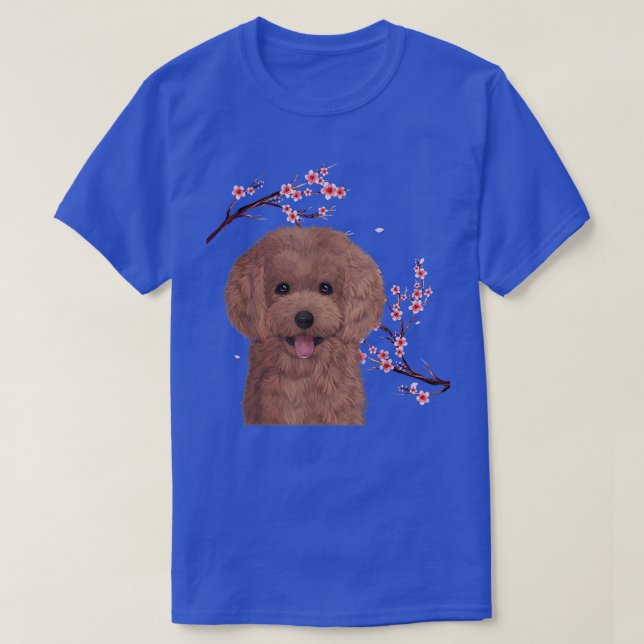 Camiseta Poodle Dog Japanese Cherry Blossom Sakura Flower V (Frente do Design)
