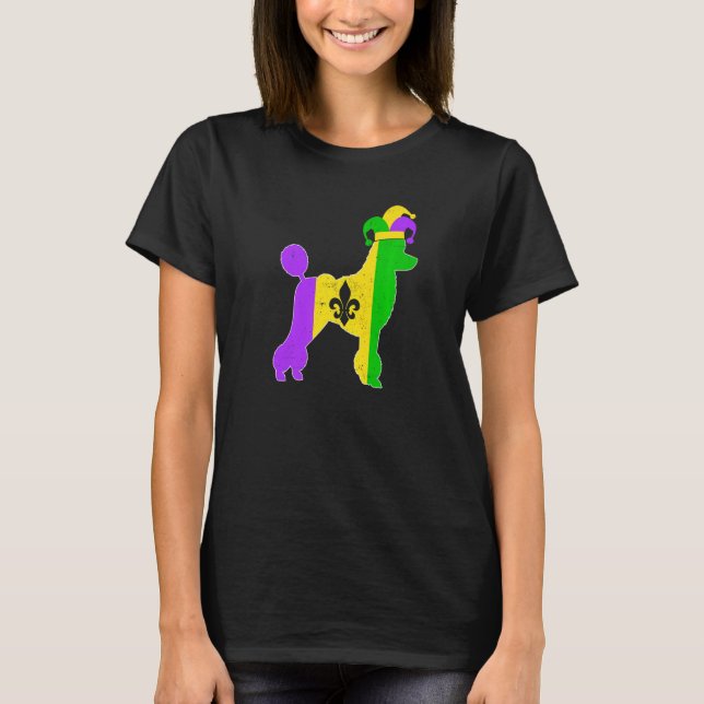 Camiseta Poodle Dog Mardi Gras Carnivals Funny Puppy Jester (Frente)