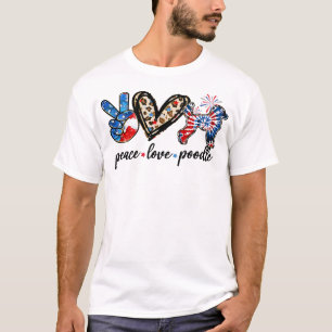 Camiseta Poodle Dog Peace Love Poodle Dog Tie Dye Leopard F