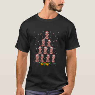 Camiseta Poodle Dog Santa Hat Xmas Luz Homens Mulheres Nata