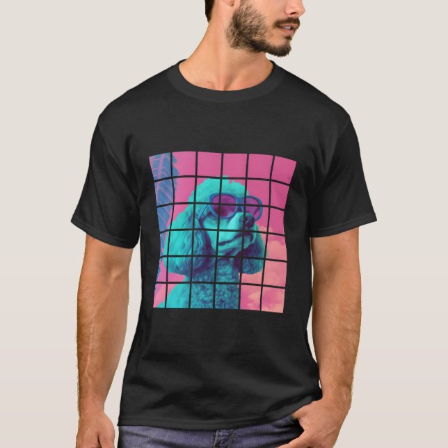 Camiseta Poodle Dog Synthwave Vibe Graphic Funny (Frente)