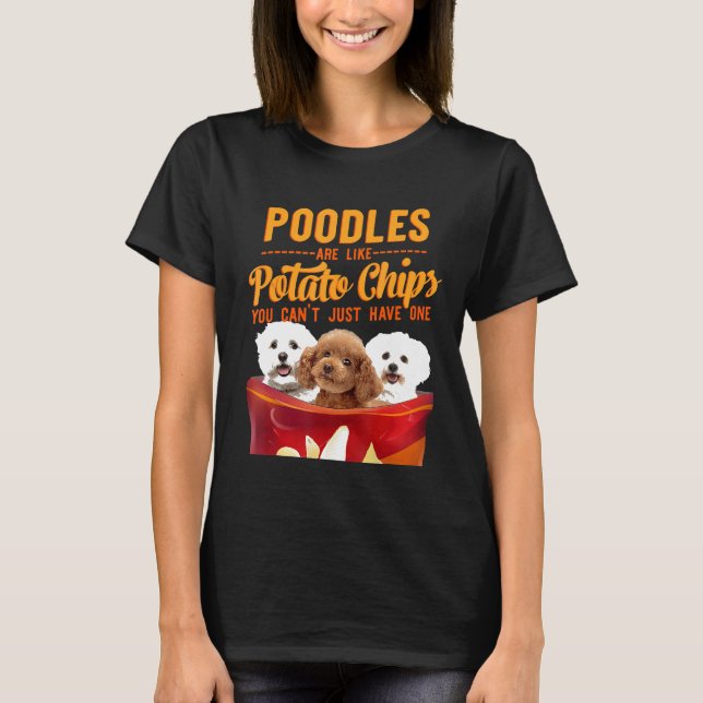 Camiseta Poodle E Batatas Cachorros Engraçados Mamãe Papá (Frente)