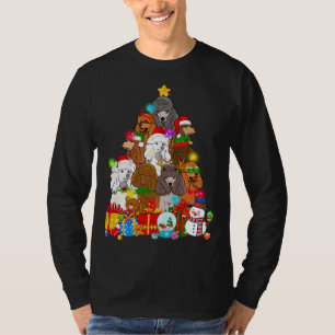 Camiseta Poodle Engraçado Árvore de Natal Luzes Dotadas Cac