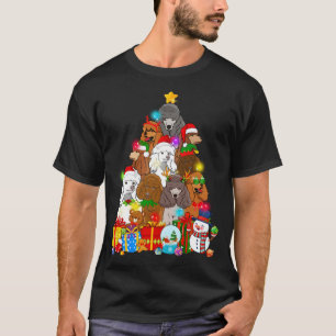 Camiseta Poodle Engraçado Árvore de Natal Luzes Dotadas Cac