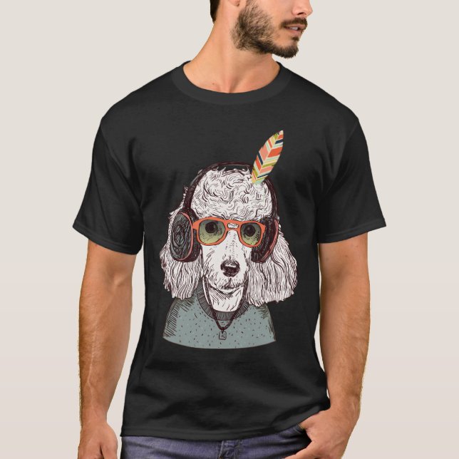 Camiseta Poodle Engraçado Hipster (Frente)