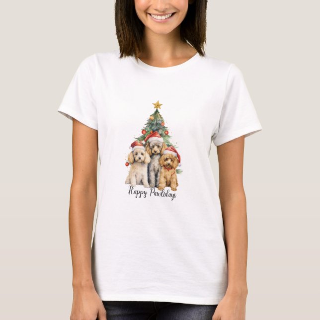 Camiseta Poodle Feliz Pawlidays (Frente)