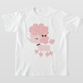 Camiseta Poodle Francês Cartoon Rosa