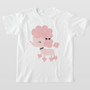 Camiseta Poodle Francês Cartoon Rosa