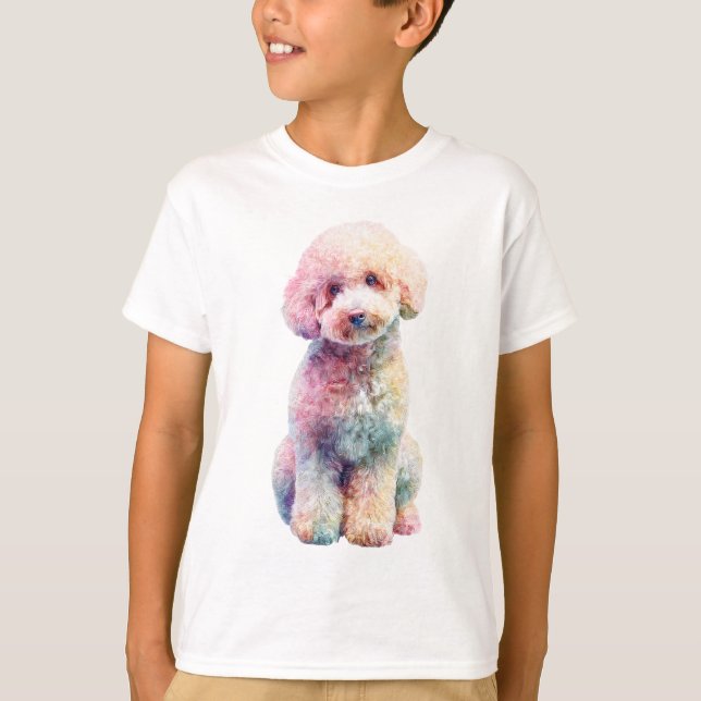 Camiseta Poodle Kids Aquarela Arco-íris (Frente)