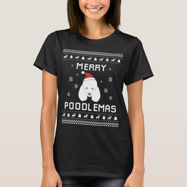 Camiseta Poodle Lover Natal Feio Xmas Poodle Dog Sweet (Frente)