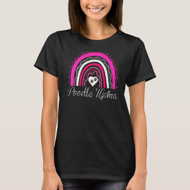 Camiseta Poodle Mama Cachorro Arco-Íris Poodle Mãe (Frente)