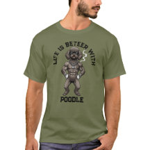 Poodle Miniatura, musculoso, tatuado, fisiculturis