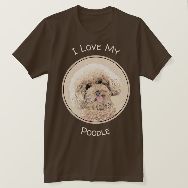 Camiseta Poodle Miniature Toy Apricot Cream Brown Dog Art (Frente do Design)