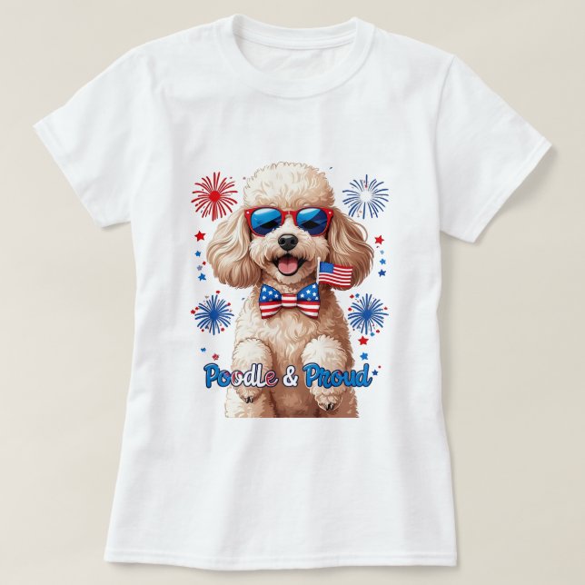 Camiseta Poodle & Orud - 4 de julho Cão T-Shirt (Frente do Design)