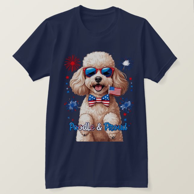 Camiseta Poodle & Orud - 4 de julho Cão T-Shirt (Frente do Design)