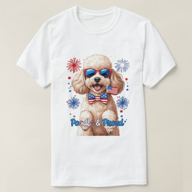 Camiseta Poodle & Orud - 4 de julho Cão T-Shirt (Frente do Design)