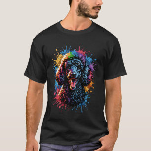 Camiseta Poodle Padrão Preto Colorido Arco-íris Vibrante Pa