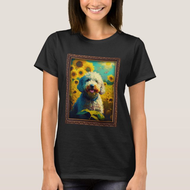 Camiseta Poodle Painting Sunflower Flower Mom Women Floral  (Frente)