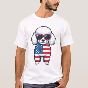 Camiseta Poodle Patriótico de Óculos de Sol Desenho Vetoria