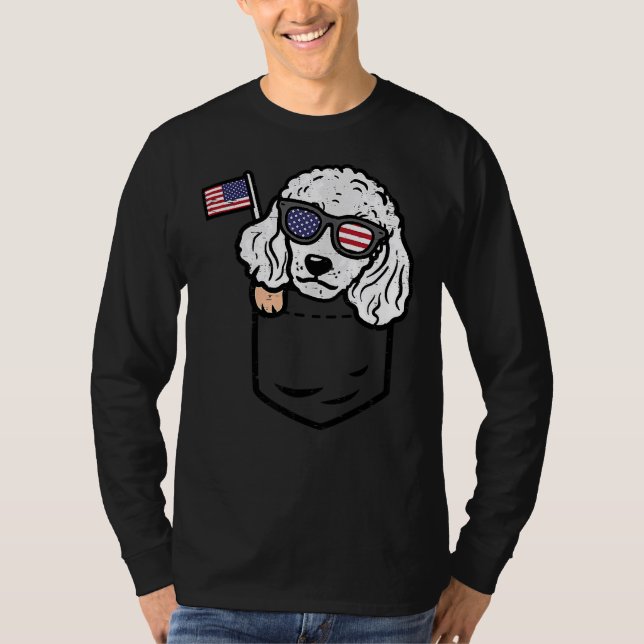 Camiseta Poodle Pocket Cute American 4 De Julho Quarto (Frente)