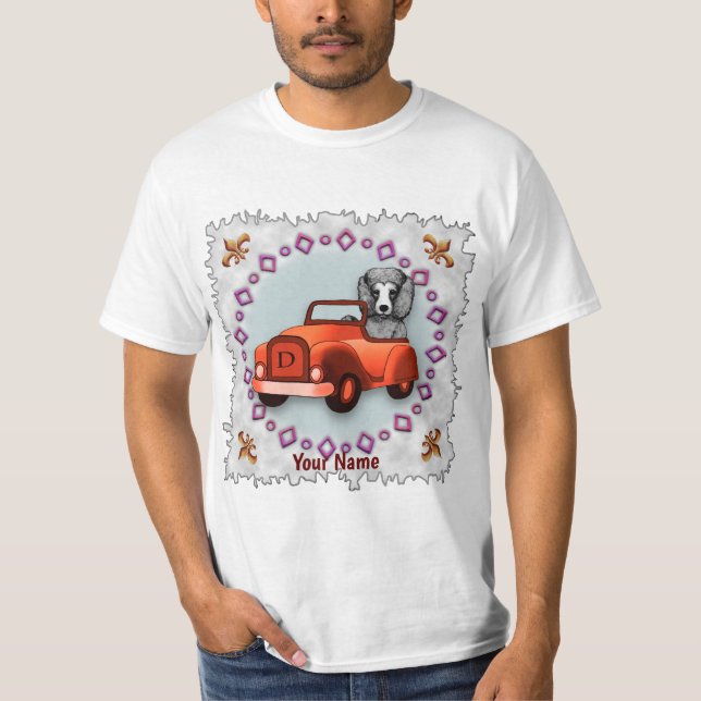 Camiseta Poodle Preto Dirigindo Carro (Frente)