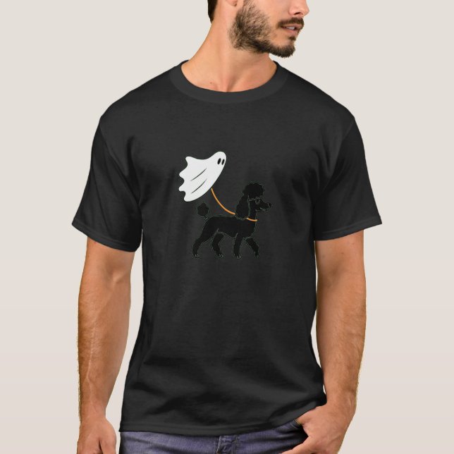Camiseta Poodle Preto Voador Fantasma Andando - Mãe Pai do  (Frente)