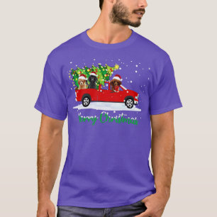 Camiseta Poodle Red Car Truck Árvore De Natal Engraçado Pap
