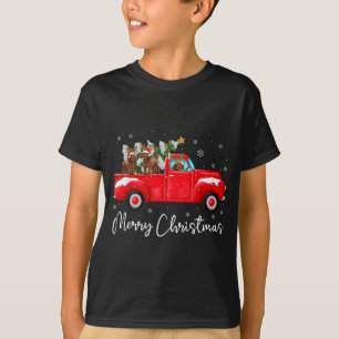 Camiseta Poodle Red Truck Natal Santa Hat Xmas Amor