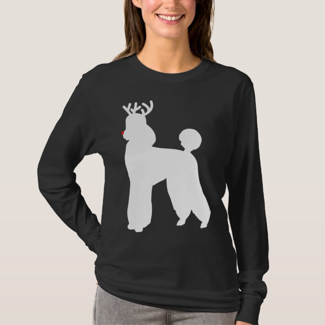 Camiseta Poodle Reindeer Cão de Natal (Frente)