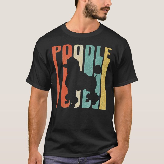 Camiseta Poodle Retro 1970 S Dog Silhouette Cracked (Frente)