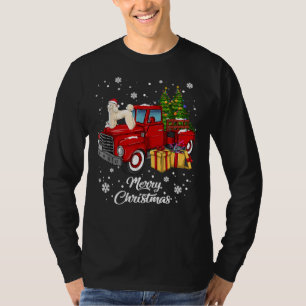 Camiseta Poodle Riding Red Truck Feliz Natal X Mas Feio